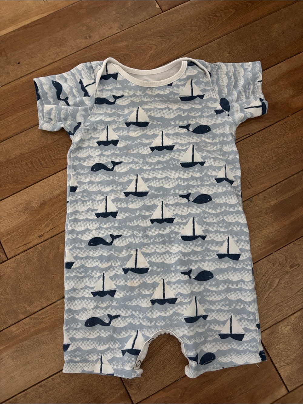 Sailboat Print Short-Sleeve Winter Water Factory One-Piece size 18m
